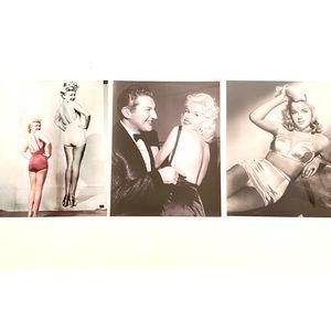 3 11x14 photos Hollywood Garbo Mansfield Liberace Diana Dors pin up vintage glam